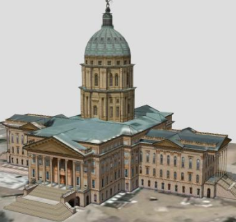 堪萨斯州议会大厦建筑SU模型下载_sketchup草图大师SKP模型