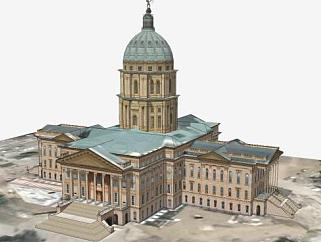 堪萨斯州议会大厦建筑SU模型下载_sketchup草图大师SKP模型