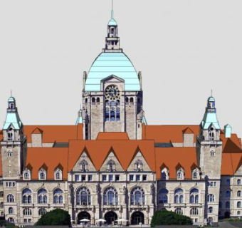 汉诺威市政厅建筑SU模型下载_sketchup草图大师SKP模型