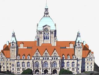 汉诺威市政厅建筑SU模型下载_sketchup草图大师SKP模型