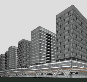 总部基地办公写字大楼建筑SU模型下载_sketchup草图大师SKP模型