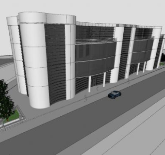 办公大楼建筑SU模型下载_sketchup草图大师SKP模型