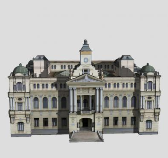 马拉加市议会建筑SU模型下载_sketchup草图大师SKP模型