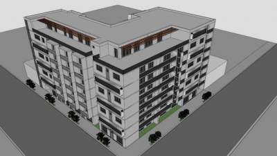 布加勒斯特住宅小区SU模型下载_sketchup草图大师SKP模型