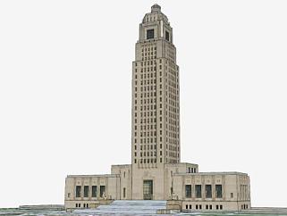 路易斯安那州旧议会办公大厦SU模型下载_sketchup草图大师SKP模型