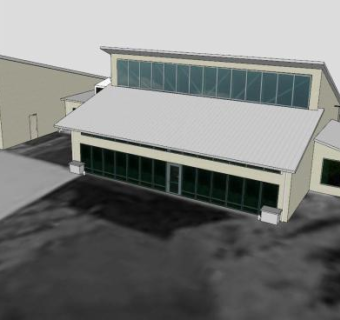 双湖公园办公大楼建筑SU模型下载_sketchup草图大师SKP模型