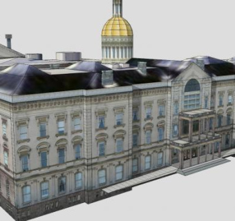 新泽西州众议院办公建筑SU模型下载_sketchup草图大师SKP模型