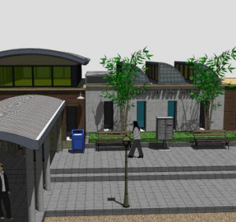 邮局建筑改造房子SU模型下载_sketchup草图大师SKP模型