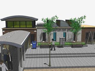 邮局建筑改造房子SU模型下载_sketchup草图大师SKP模型
