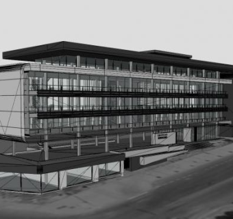 蒙特卡罗办公室建筑SU模型下载_sketchup草图大师SKP模型