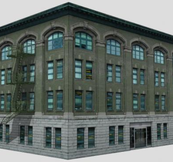 旧城办公大楼建筑SU模型下载_sketchup草图大师SKP模型