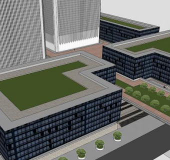 办公大楼世贸中心建筑SU模型下载_sketchup草图大师SKP模型
