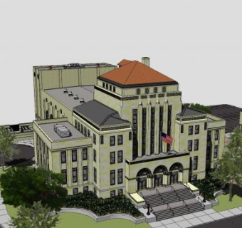 市政厅办公大楼SU模型下载_sketchup草图大师SKP模型