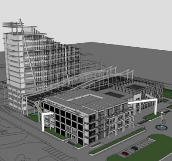 都市健康中心建筑SU模型下载_sketchup草图大师SKP模型