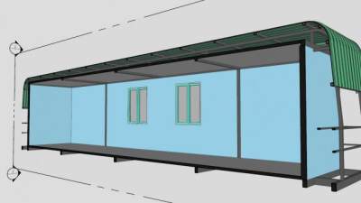 集装箱运输办公室建筑SU模型下载_sketchup草图大师SKP模型