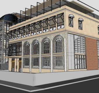 办公楼建筑公司SU模型下载_sketchup草图大师SKP模型