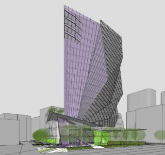 办公楼现代建筑SU模型下载_sketchup草图大师SKP模型