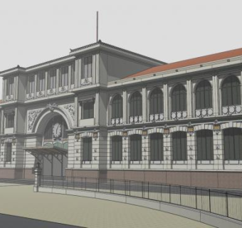 赛坤中央邮局建筑SU模型下载_sketchup草图大师SKP模型