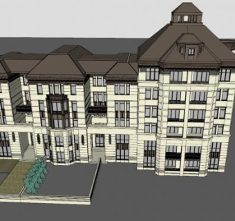 西方古典风格办公楼房SU模型下载_sketchup草图大师SKP模型