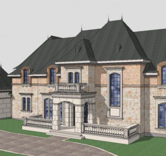 法国户外建筑SU模型下载_sketchup草图大师SKP模型