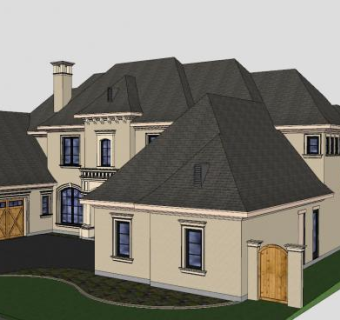 法国户外建筑房子SU模型下载_sketchup草图大师SKP模型