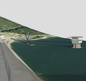 山峡河堤和河中吊桥SU模型下载_sketchup草图大师SKP模型