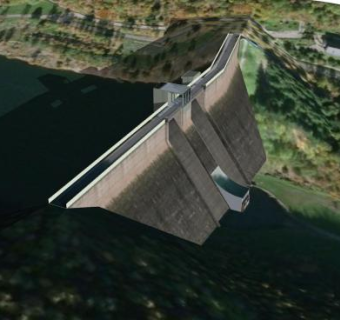 现代河道大坝SU模型下载_sketchup草图大师SKP模型