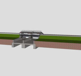 现代大型灌溉坝SU模型下载_sketchup草图大师SKP模型