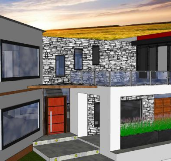 现代简约房子建筑SU模型下载_sketchup草图大师SKP模型