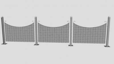 钢网栅栏SU模型下载_sketchup草图大师SKP模型