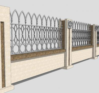 欧式别墅围墙SU模型下载_sketchup草图大师SKP模型