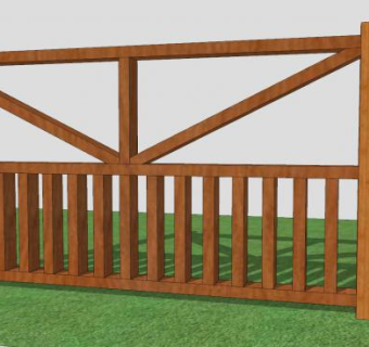 实木栅栏围栏SU模型下载_sketchup草图大师SKP模型
