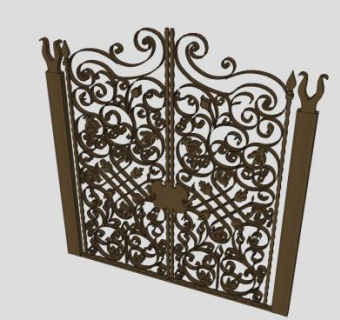 巴洛克铁艺珊栏SU模型下载_sketchup草图大师SKP模型