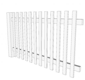 木制尖桩栅栏SU模型下载_sketchup草图大师SKP模型
