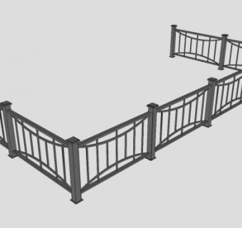 建筑铁艺围栏SU模型下载_sketchup草图大师SKP模型