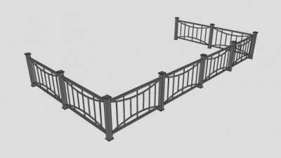 建筑铁艺围栏SU模型下载_sketchup草图大师SKP模型