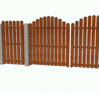 拱形实木围墙SU模型下载_sketchup草图大师SKP模型