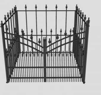 铁艺围墙和大门SU模型下载_sketchup草图大师SKP模型