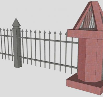 珊条尖顶护栏SU模型下载_sketchup草图大师SKP模型