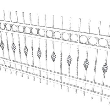 <em>金属</em>围墙<em>护栏</em>SU模型下载_sketchup草图大师SKP模型
