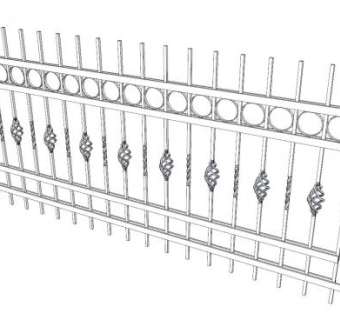 金属围墙护栏SU模型下载_sketchup草图大师SKP模型