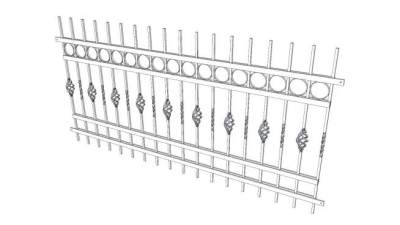 金属围墙护栏SU模型下载_sketchup草图大师SKP模型