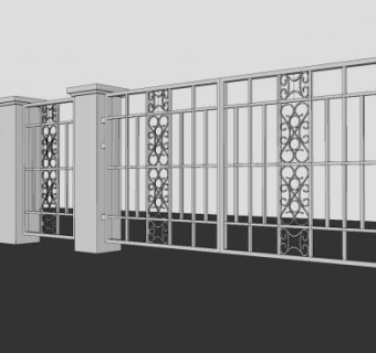 现代别墅围墙防护栏SU模型下载_sketchup草图大师SKP模型