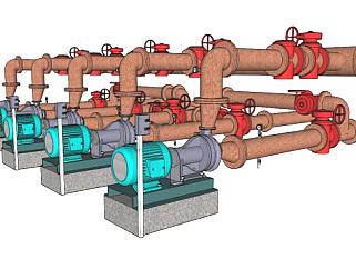 多台抽水泵组的SU模型_su模型下载 草图大师模型_SKP模型