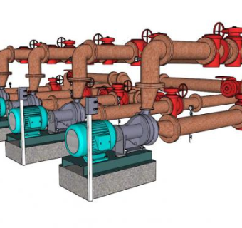 多台抽水泵组的SU模型_su模型下载 草图大师模型_SKP模型
