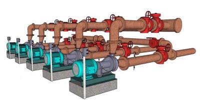 多台抽水泵组的SU模型_su模型下载 草图大师模型_SKP模型