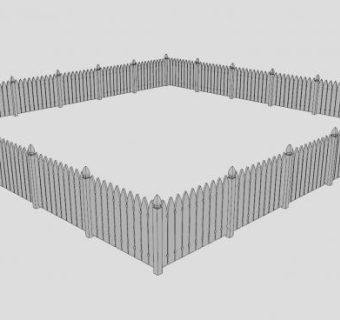 木制栅栏围墙SU模型下载_sketchup草图大师SKP模型