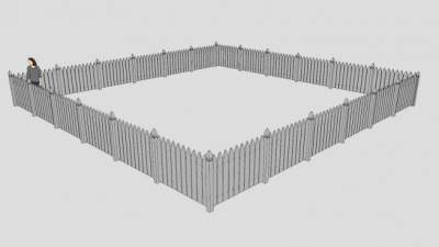 木制栅栏围墙SU模型下载_sketchup草图大师SKP模型