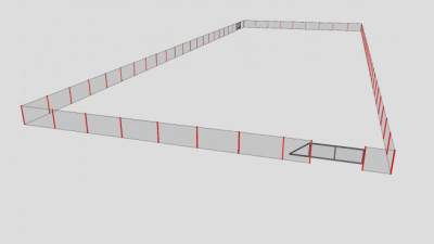 大型勾花网围墙护栏SU模型下载_sketchup草图大师SKP模型