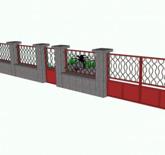 中式园林围墙景墙SU模型下载_sketchup草图大师SKP模型